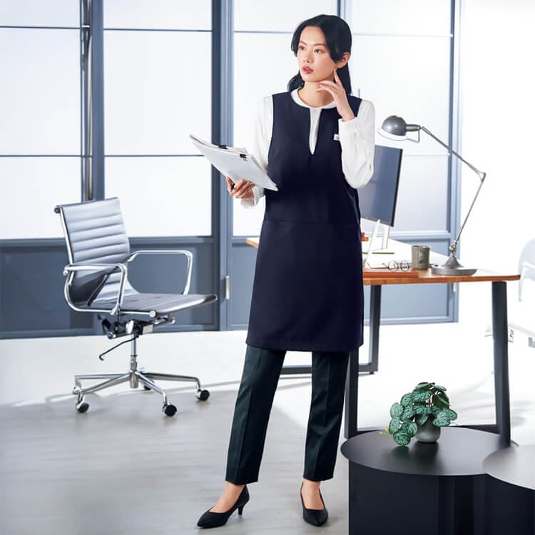 ロングチュニック エステユニフォーム ストレッチエコ素材 上品な接客制服【e-UNIFORM】