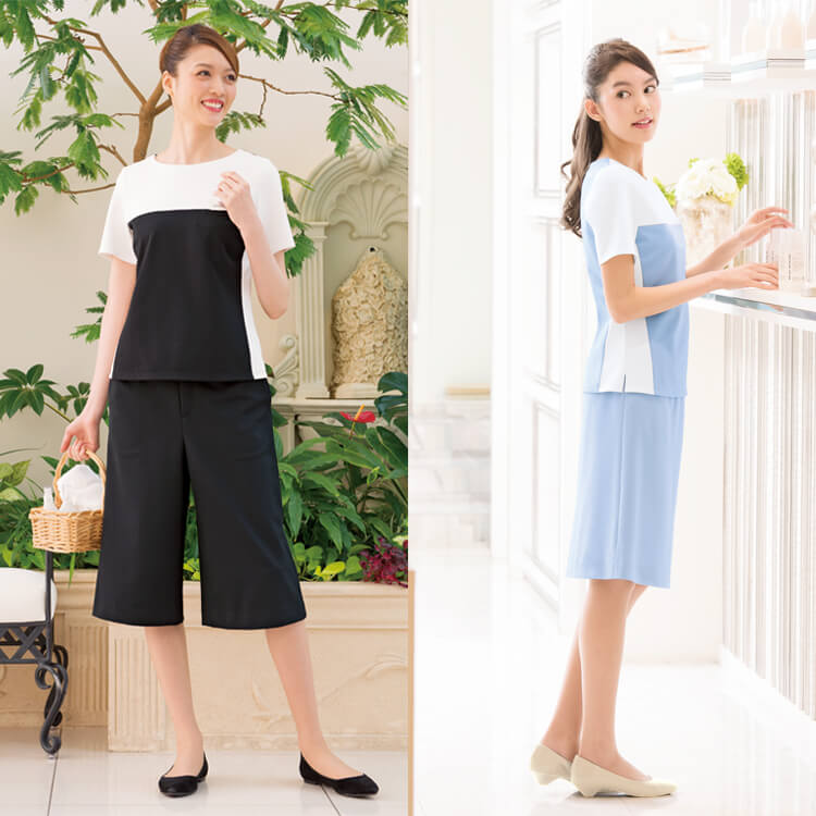 エステサロン制服・施術用ウェア・プルオーバー・撥水・撥油・防汚機能・eユニフォーム