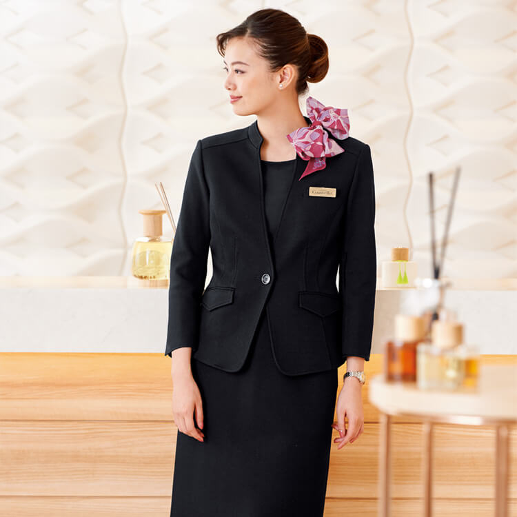 サロン受付ジャケット ニット素材 吸汗速乾 イージーケア