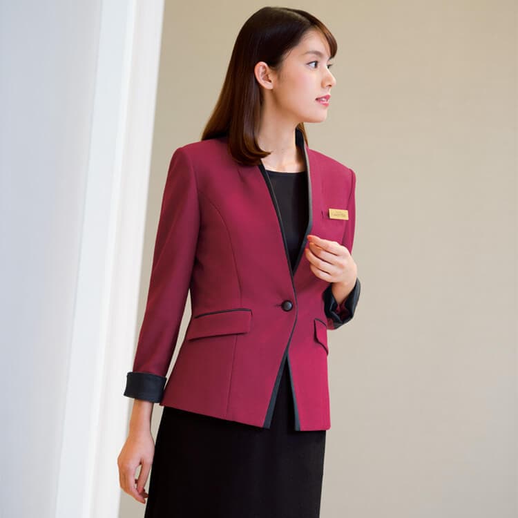 インフォメーション制服ジャケット レディース用 ニット素材 吸汗速乾 イージーケア 制服