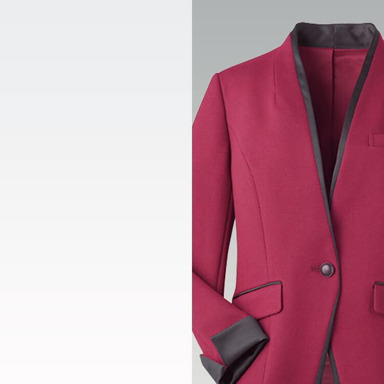 ジャケット 重ね衿デザイン 上質ニット素材 インフォメーション制服