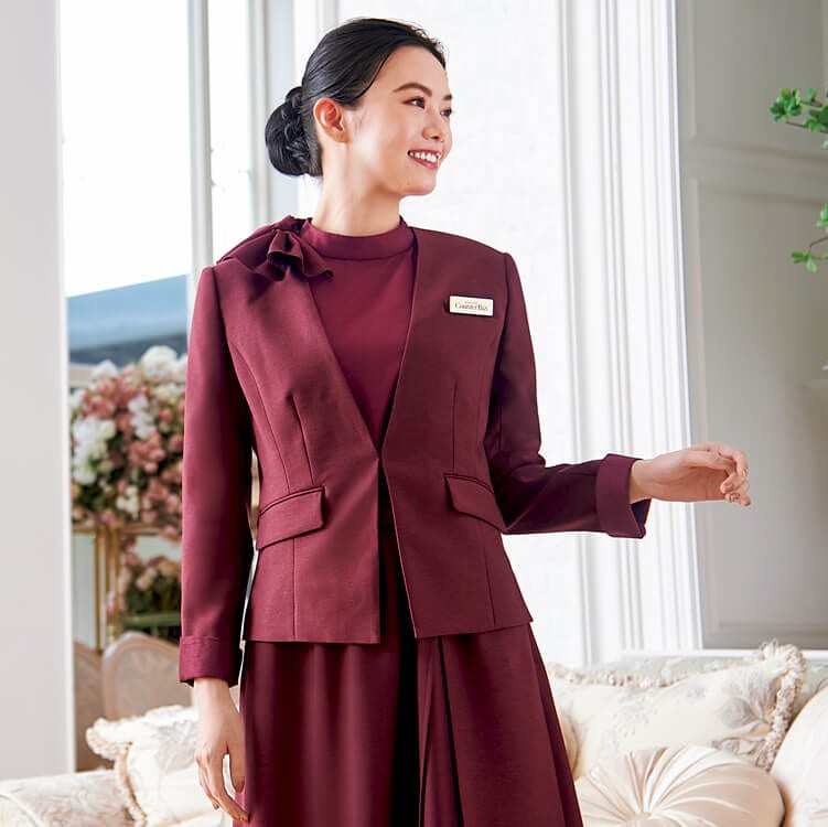 受付ジャケット ストレッチ素材 動きやすいフロントスタッフユニフォーム レディース用【e-UNIFORM】