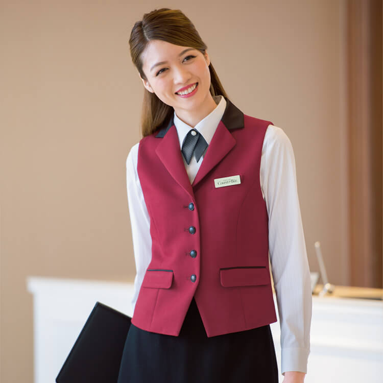 受付ベスト レディース ストレッチ素材 吸汗速乾 エステ受付ユニフォーム【e-UNIFORM】