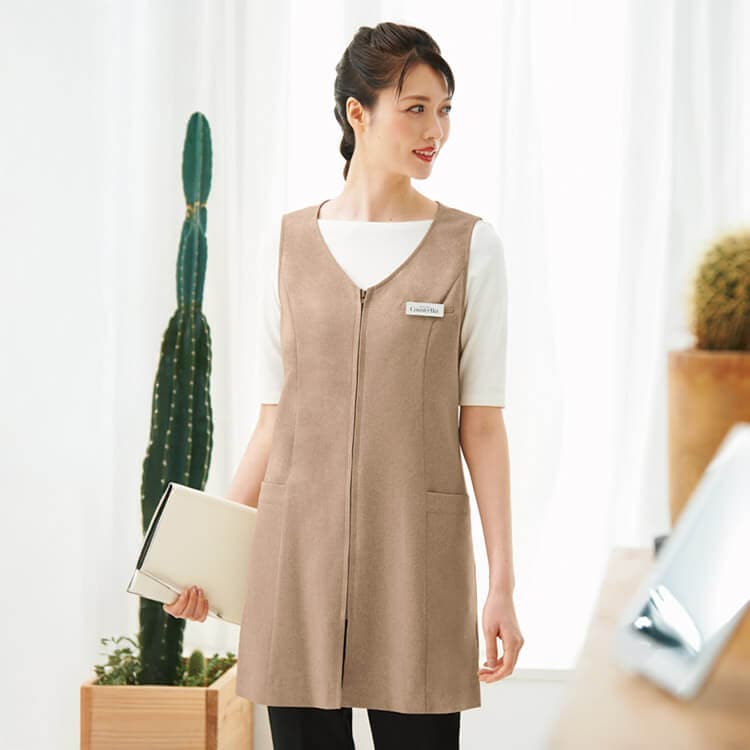 ハネクトーン WP757 ロングベスト エステ制服 ストレッチ素材 リラクゼーションサロンユニフォーム