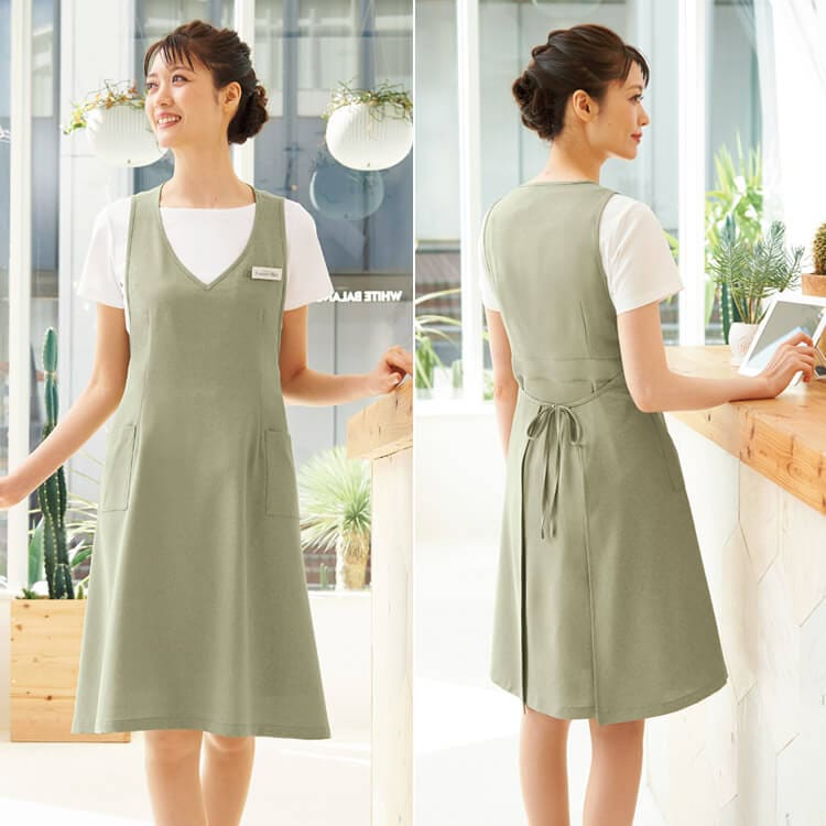ラップドレス ナチュラルカラー 上品な接客・リラクゼーションサロン受付制服