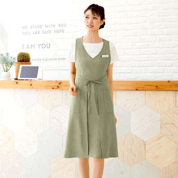 WP759・エステ制服・ジャンパースカート・上品デザイン・サロン受付ユニフォーム