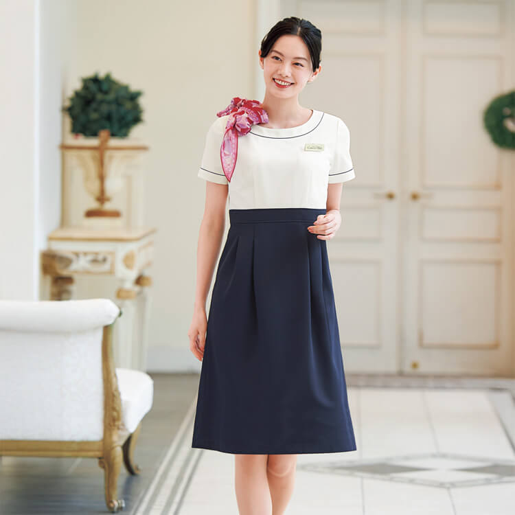 ハネクトーン WP770 エステ制服 ワンピース 吸汗速乾 静電気防止 接客ユニフォーム