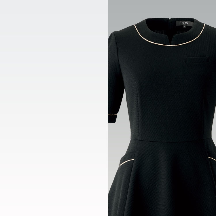 エステ制服 施術着 チュニック バスケットニット素材でシワになりにくい最新機能性ウェア。ホームクリーニング対応でお手入れ簡単な人気のエステユニフォーム・eユニフォーム