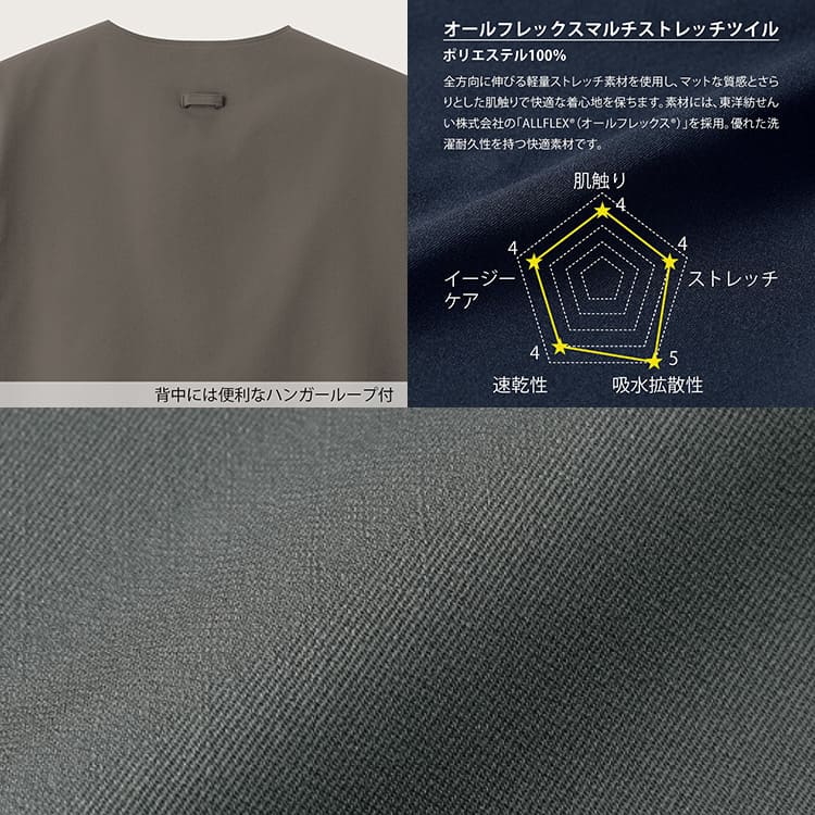 ディッキーズ スクラブ 7116SC。オールフレックスマルチストレッチツイル素材を採用した超軽量で動きやすい最新ウェア。耐久性抜群で工業洗濯も安心のプロ仕様