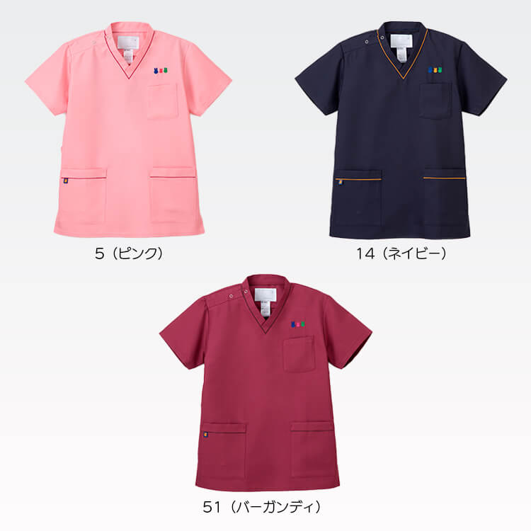 ナガイレーベン MFT-5802 ナーススクラブ キャラクタープリント カラー展開 ピンク ネイビー バーガンディ  歯科クリニック