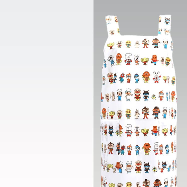 ナースエプロン アンパンマンプリント 予防衣 制菌加工 工業洗濯対応 小児科ユニフォーム