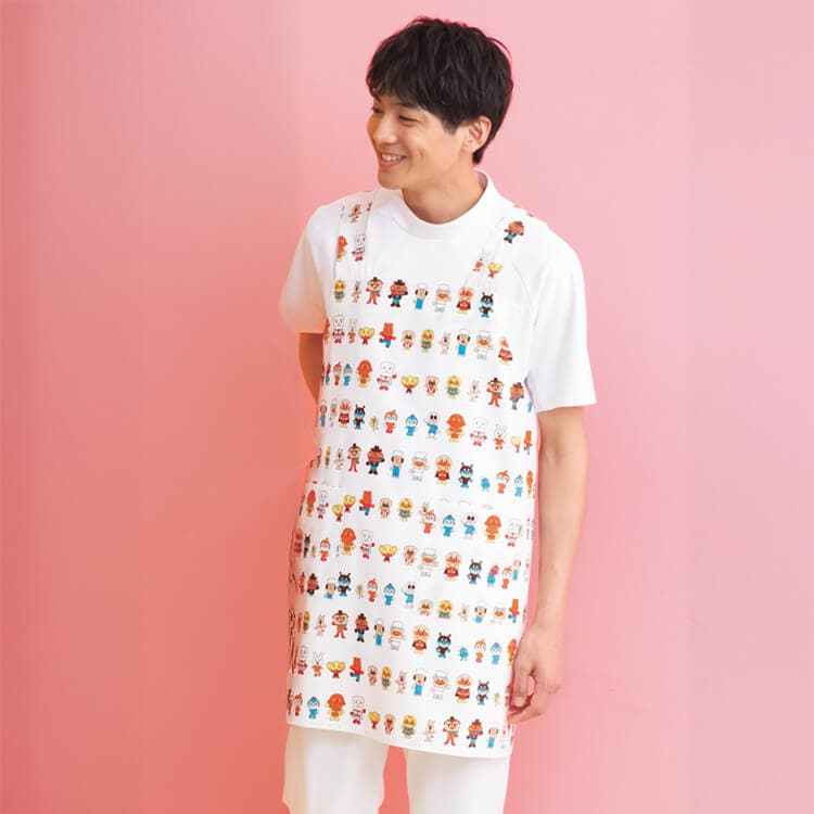 カゼン ANP915 医療用エプロン 男女兼用 アンパンマンプリント 小児科ユニフォーム