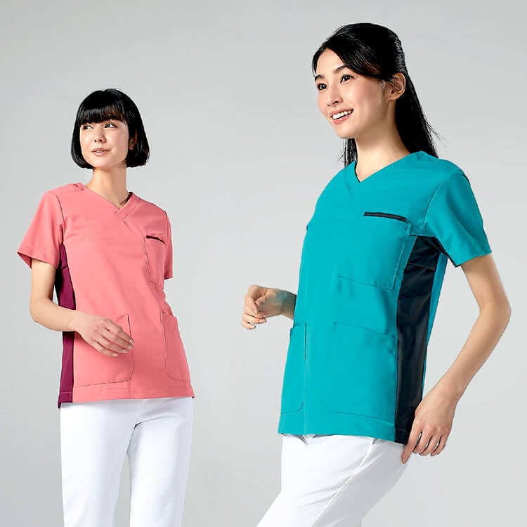 医療用スクラブ 男女兼用 汗染み防止 制菌加工 7色展開 大きいサイズ対応 SS〜9L