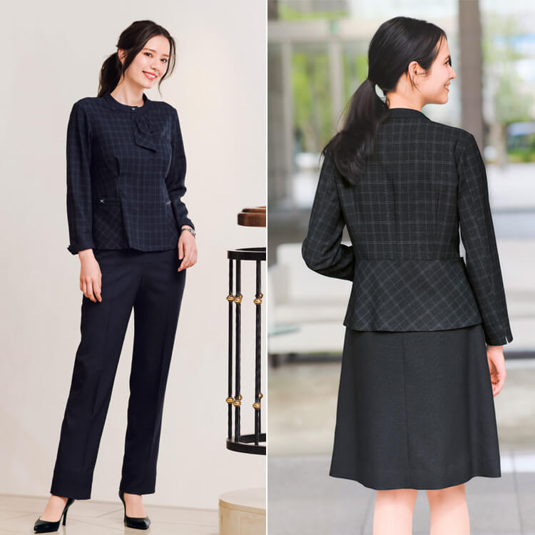 レディースジャケット・事務服・オフィス・受付・接客・ストレッチ・軽量ソフト仕立て【イーユニフォーム】