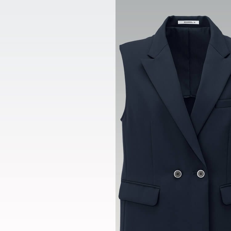 オフィス制服・ロングベスト・レディース・動きやすい・2WAYストレッチ・快適【イーユニフォーム】 軽量 おしゃれ