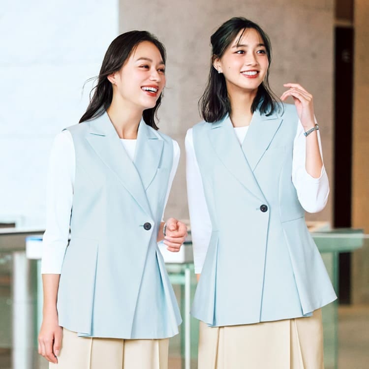 ボンマックス・Audire・接客制服ベスト 事務服 ロングベスト 販売員制服 レディース用ユニフォーム