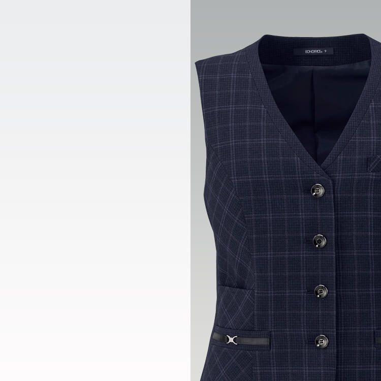 事務服ベスト・ストレッチ・通気性・おしゃれで上品な柄・オフィス制服・サステナブル