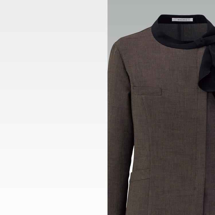 ソフトジャケット・事務・レディース・ストレッチ素材・オフィス・接客・制服・ディテール・きれいめ