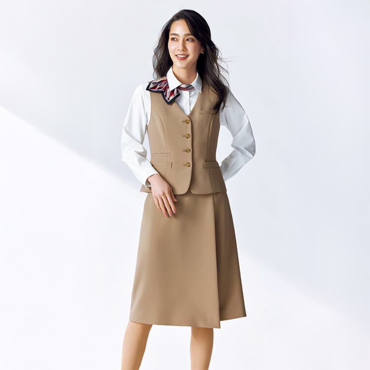 事務服ラップスカート・受付・レディース・ストレッチ・上品デザイン・オフィス制服・イーユニフォーム