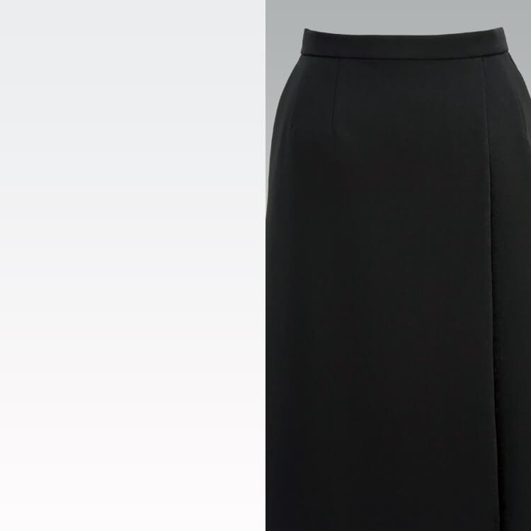 オフィス制服・事務服・ラップスカート・女性用・ストレッチ・きれい見え・動きやすい