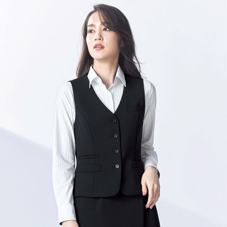 事務服ベスト・レディース・オフィス制服・ストレッチ・抗菌防臭・ウォッシャブル・セットアップ対応 カラー展開 ベージュ ブラック