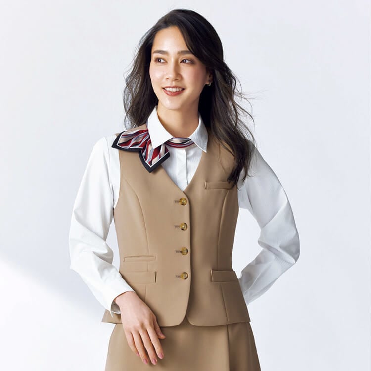 オフィスベスト・事務服ベスト・レディース・セットアップ可能・上品シルエット