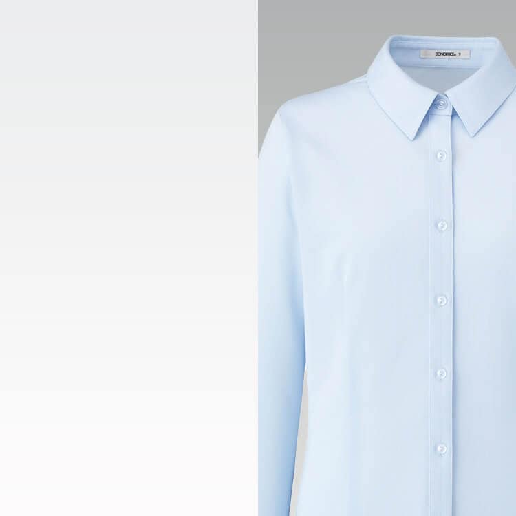 イージーケア 長袖ブラウス・レディース・事務服・ニット素材・吸汗速乾・透け防止・上品【イーユニフォーム】