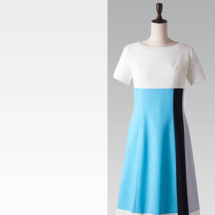 ショールーム受付制服ワンピース半袖－夏服におすすめ・展示会