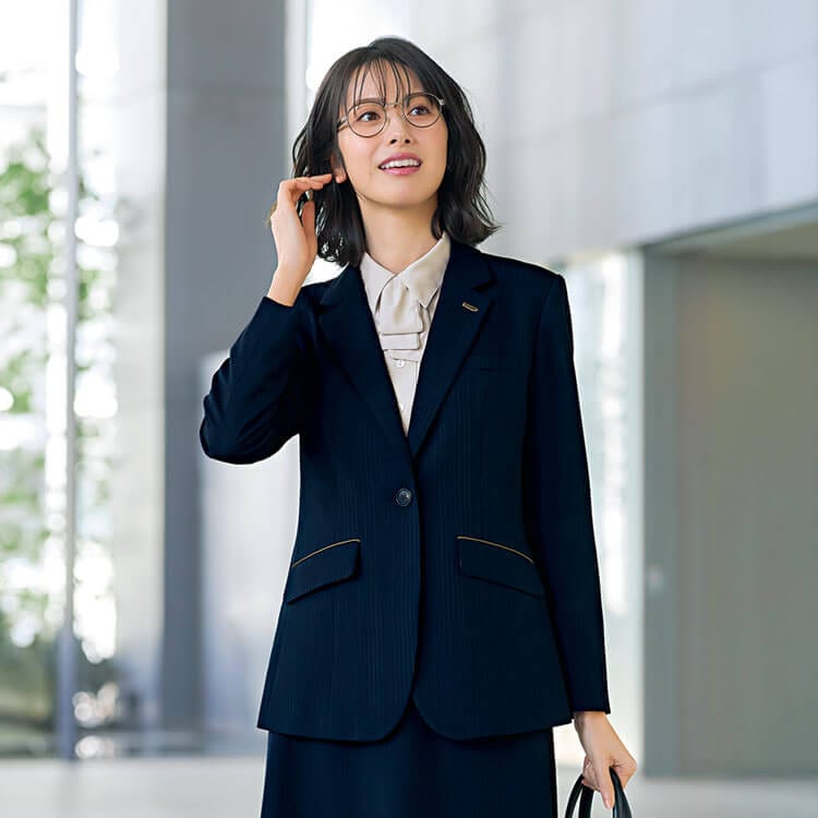 AR4898 事務服ジャケット・ストライプ・事務服ジャケット・レディース・オフィス制服・接客制服・セットアップジャケット