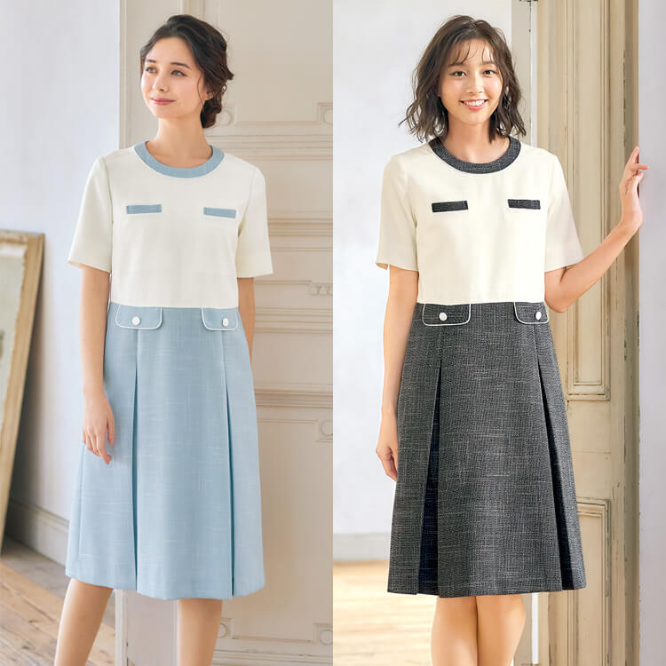 病院受付制服ワンピースの通販－夏服・ストレッチ＆防汚素材