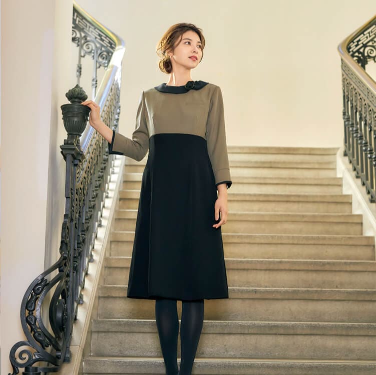 企業受付制服 ワンピース冬