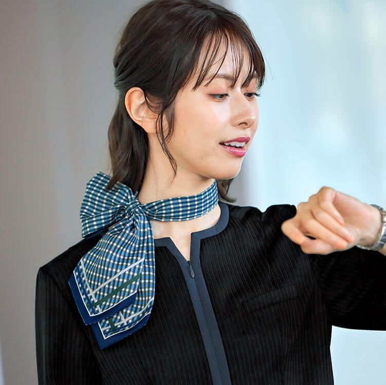 アルファピア NF100・ループ付き・事務服スカーフ・企業受付ユニフォーム・アクセサリー・おしゃれデザイン