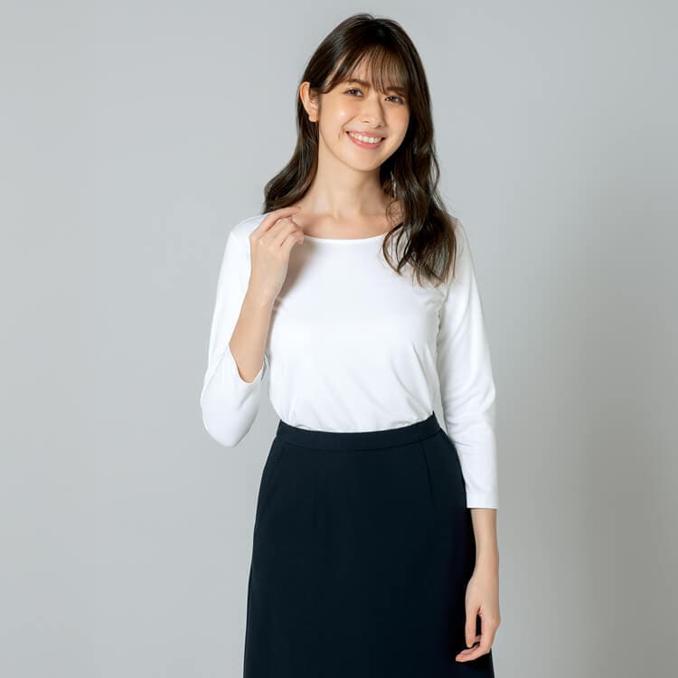 事務服カットソー・イージケア素材・チクマ・NF1037・オフィス制服・きれい見え