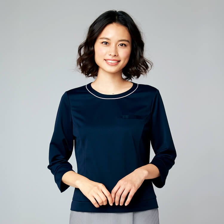 事務服カットソー七分袖・イージーケア素材・NF1039・チクマ・オフィスユニフォーム