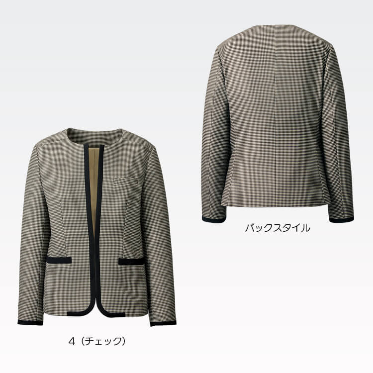 事務服ジャケット・レディース・オフィス制服・店員制服・企業受付・千鳥格子柄・エコ素材・上品デザイン・オフィスウェア
