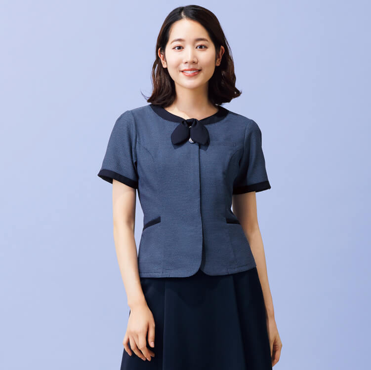 事務服オーバーブラウス フォーク 夏用 会社制服 オフィス制服