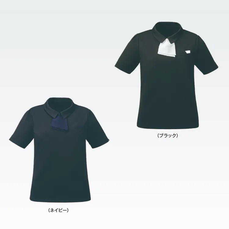 フォーク FB71505 オフィスポロ 上品なヘリンボーン柄の事務服夏用 ポロシャツ
