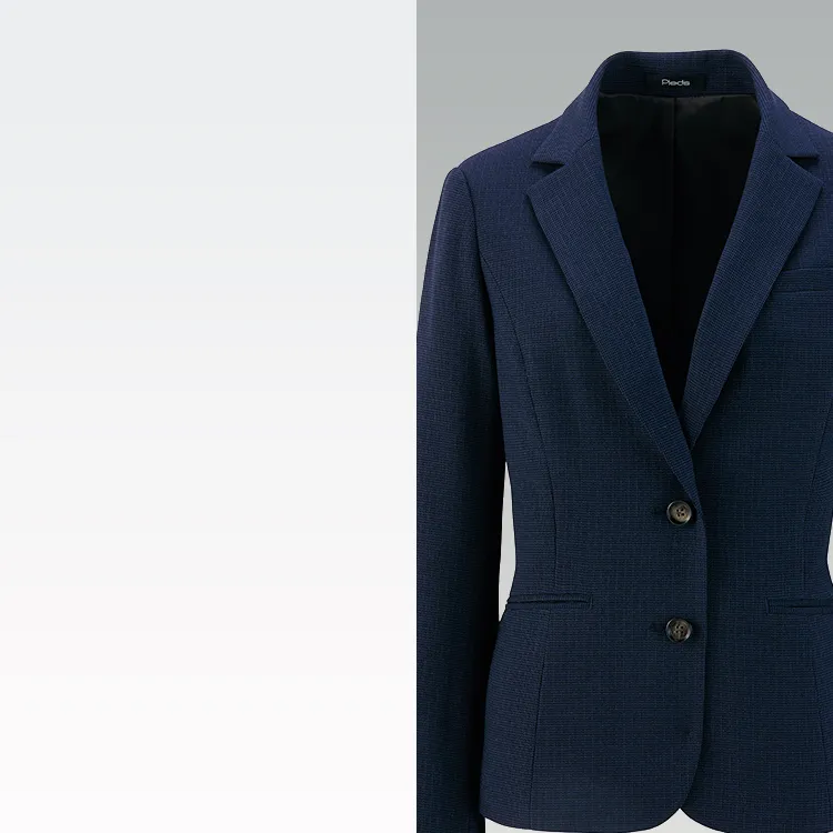 軽量ストレッチ素材 エコ素材 トラッドチェック 上品な事務服ジャケット オールシーズン