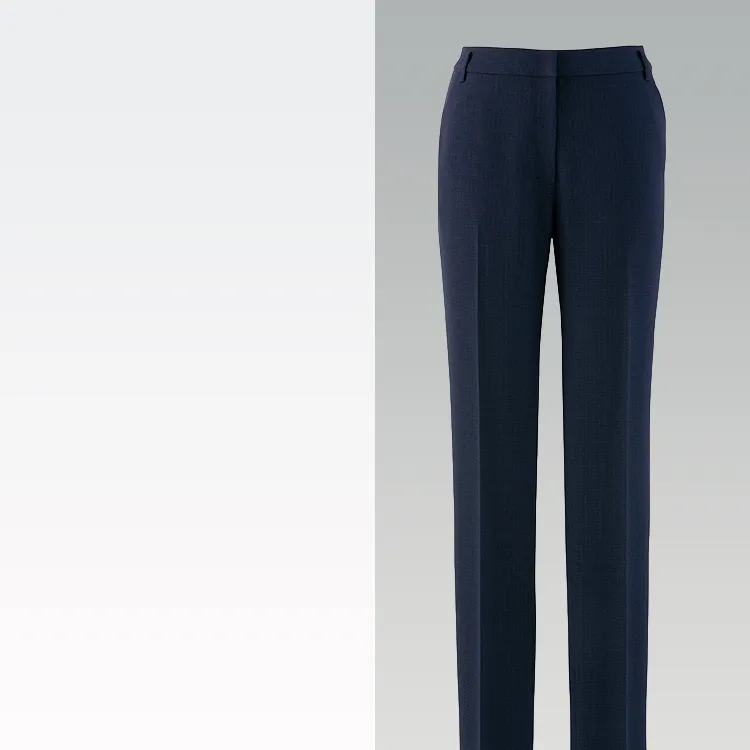46023はウールライクな質感とストレッチ性を備えた上品なレディース用テーパードパンツ。オフィス制服