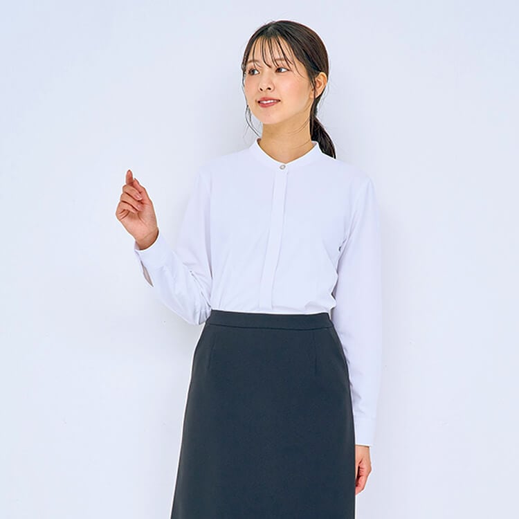 事務服ブラウス長袖 ノーアイロン