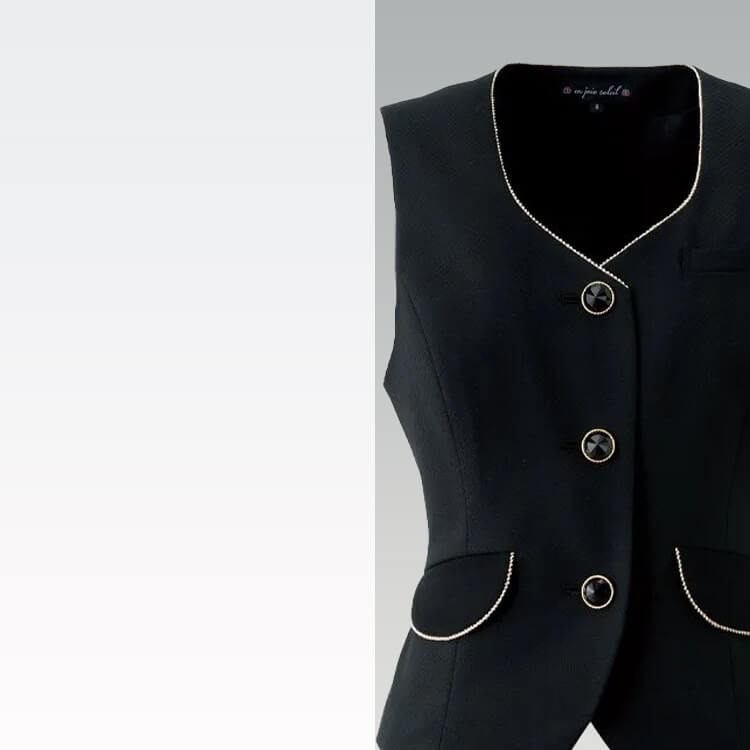 事務服ベスト・受付ユニフォーム・おしゃれでかわいい・人気デザイン・ウール混素材・ストレッチ・eユニフォーム