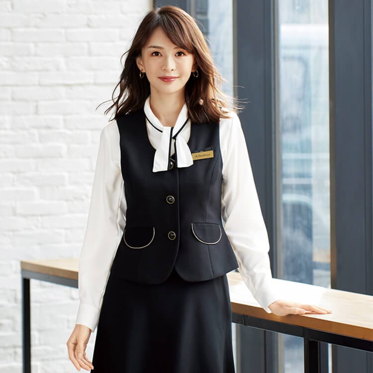 アンジョア・enjoie・11650・事務服ベスト・受付接客・上品きれい目・ウール混ストレッチ