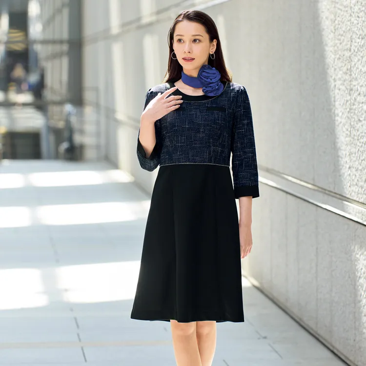 事務服ワンピース アンジョア 82040 オフィスワンピース