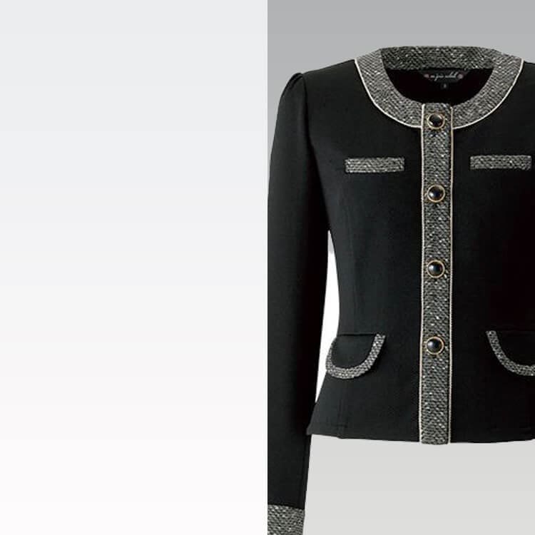 事務服ノーカラージャケット・受付ユニフォーム・おしゃれ・人気・eユニフォーム