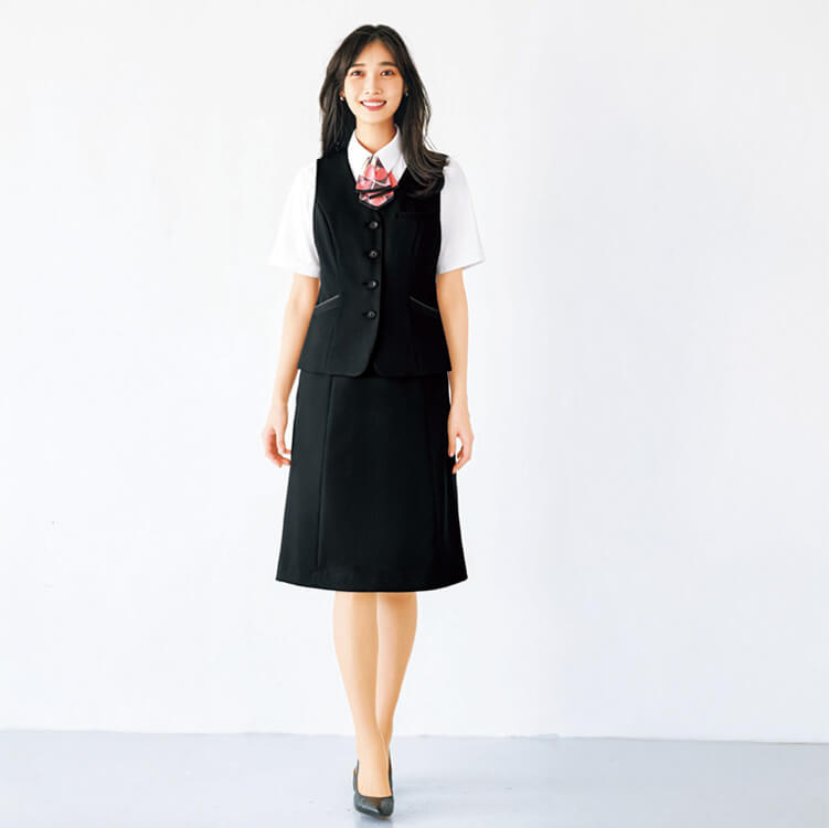 Aラインスカート 事務服 オフィス制服 ストレッチ 吸汗速乾 オールシーズン対応【e-UNIFORM】