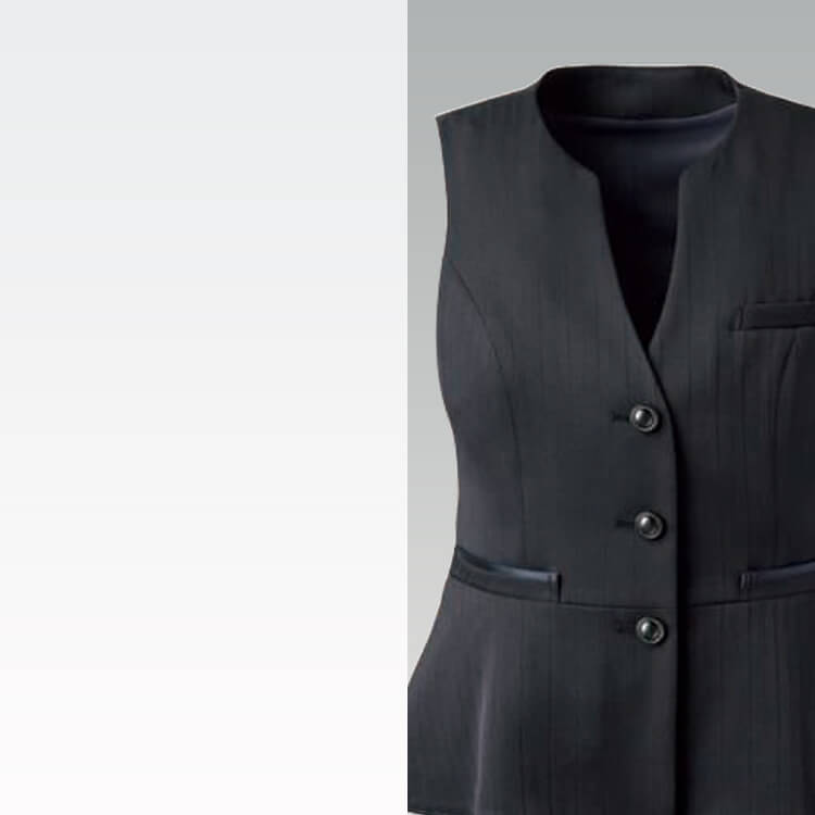 enjoy事務服 ベスト レディース オフィス制服 ストレッチ素材 シャドーストライプ柄【e-UNIFORM】