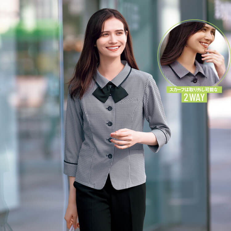 会社制服オーバーブラウス七分袖
