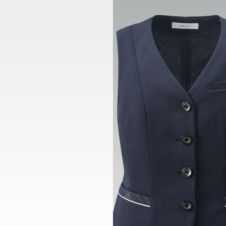 オフィス制服 ベスト 夏服 ESV1025 アンムギーニットの高通気・吸汗速乾機能。2WAYストレッチで動きやすく、夏場のデスクワークも涼しく快適な事務服ベスト
