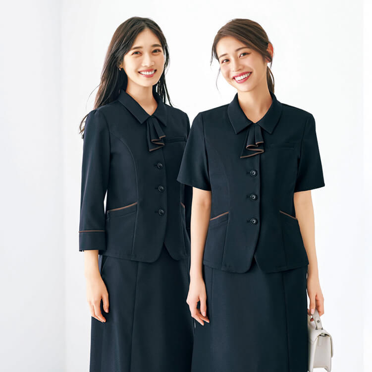 オーバーブラウス 七分袖 事務服 オフィス制服 ストレッチ 吸汗速乾 オールシーズン対応【e-UNIFORM】