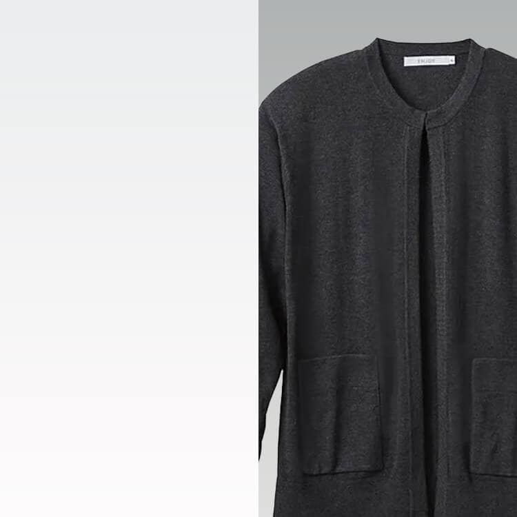 事務服カーディガン・オフィス制服・ストレッチニット素材・上品レディースユニフォーム【e-UNIFORM】